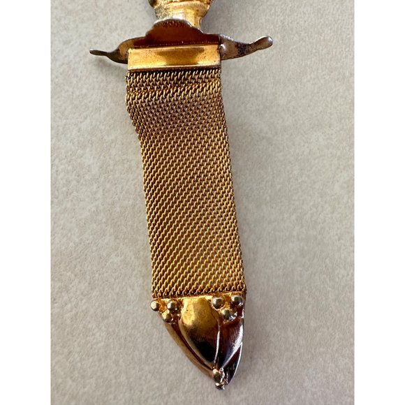 Antique Edwardian sterling silver gold filled blue paste mesh chain brooch pin - Picture 3 of 10